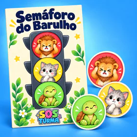 Capa do Semáforo do Barulho para imprimir, com o semáforo verde, amarelo e vermelho