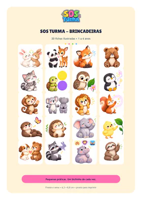 Capa do módulo Brincadeiras do Kit SOS Turma Agitada, com o coelhinho e outros bichinhos