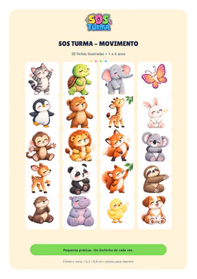 Capa do módulo Movimento do Kit SOS Turma Agitada, com o gatinho e outros bichinhos